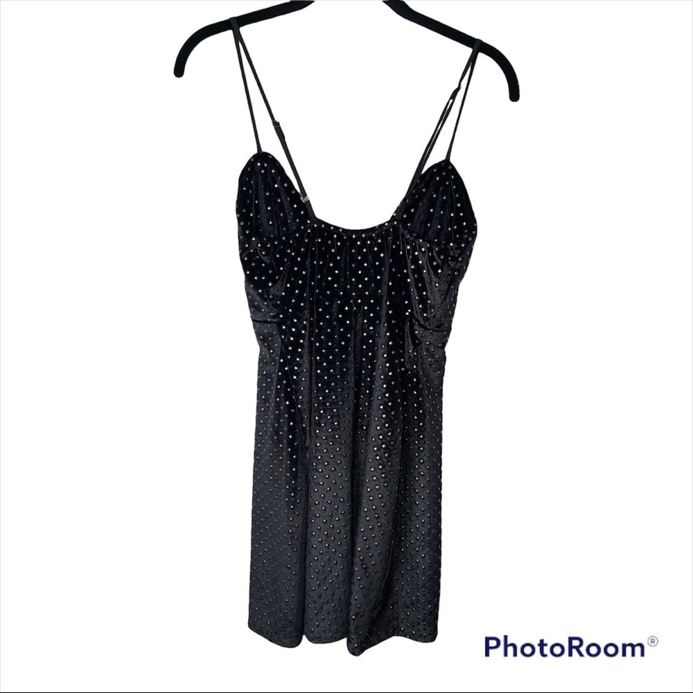 Show Me Your Mumu Black Velvet Studded Tie Front Mini Dress NWT Size medium - Picture 11 of 13